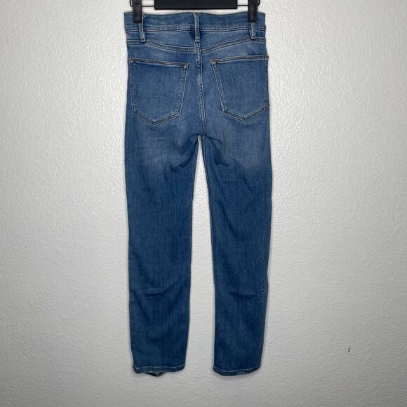 Frame Womens Jeans Size 24 Blue Denim Le High Straight Distressed Medium Wash - Picture 2 of 16